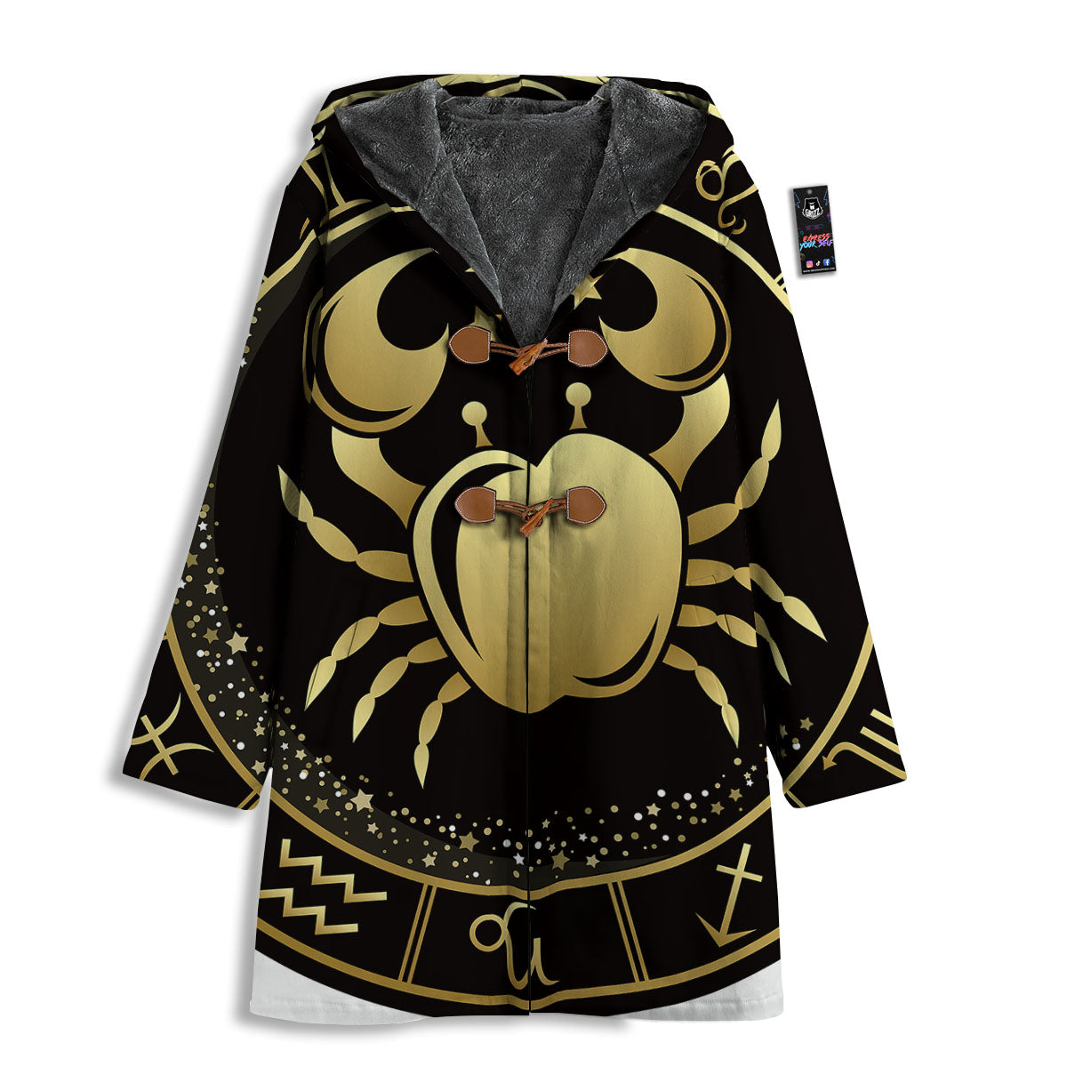Cancer Sign Black And Gold Print Men's Windbreaker Jacket-grizzshop