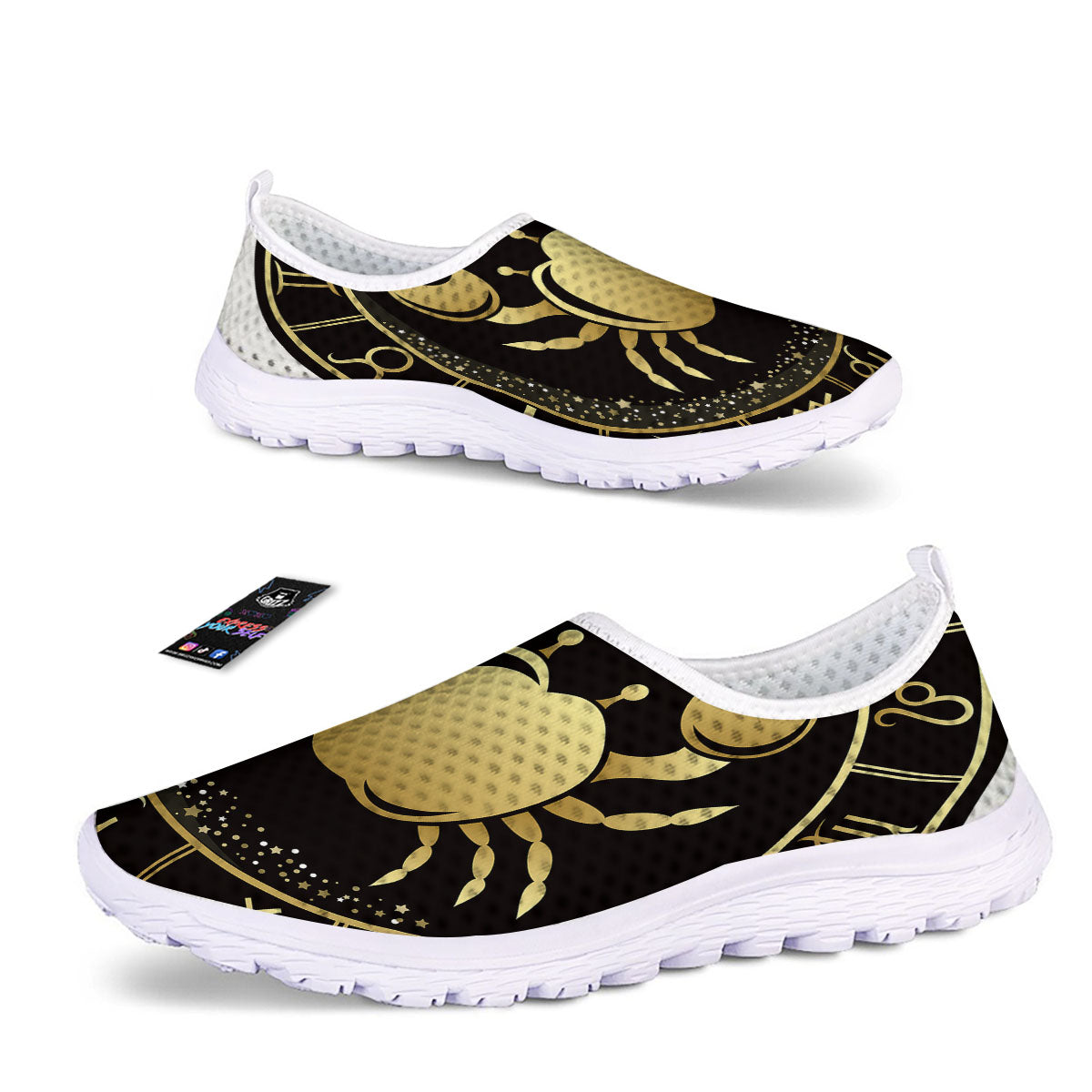 Cancer Sign Black And Gold Print Nurse Shoes-grizzshop