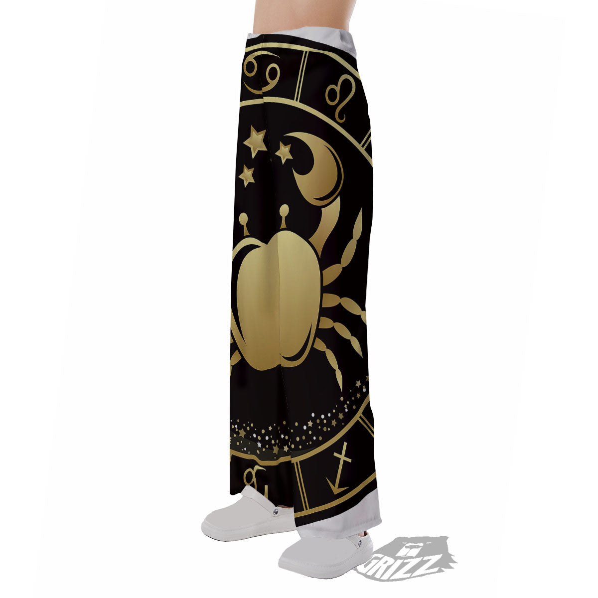 Cancer Sign Black And Gold Print Pajama Pants-grizzshop