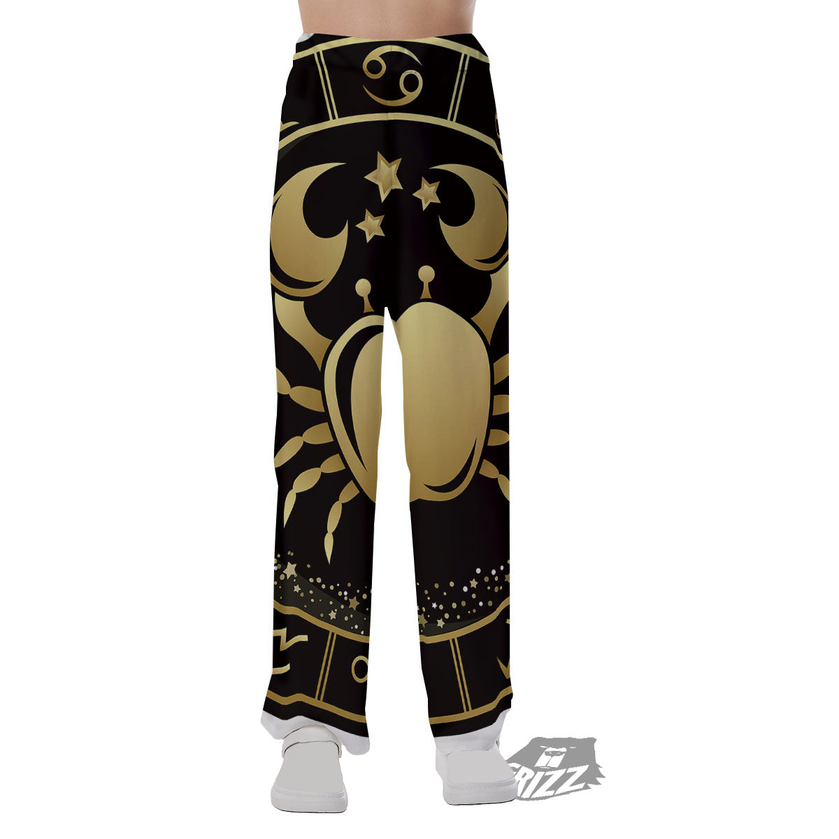 Cancer Sign Black And Gold Print Pajama Pants-grizzshop