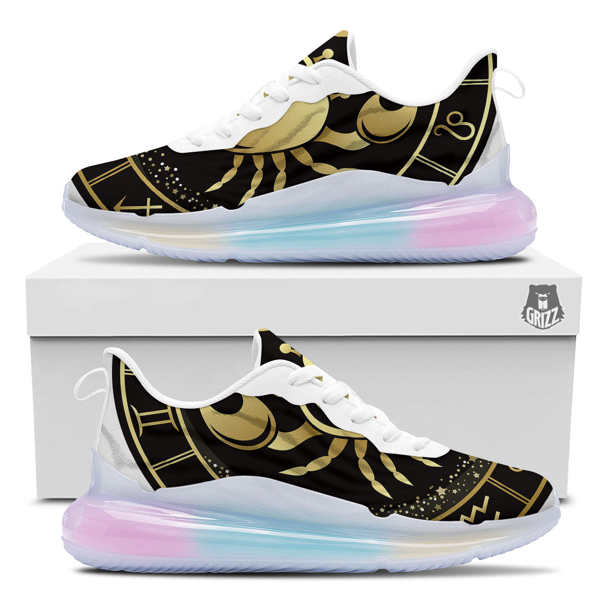 Cancer Sign Black And Gold Print Running Sneakers-grizzshop