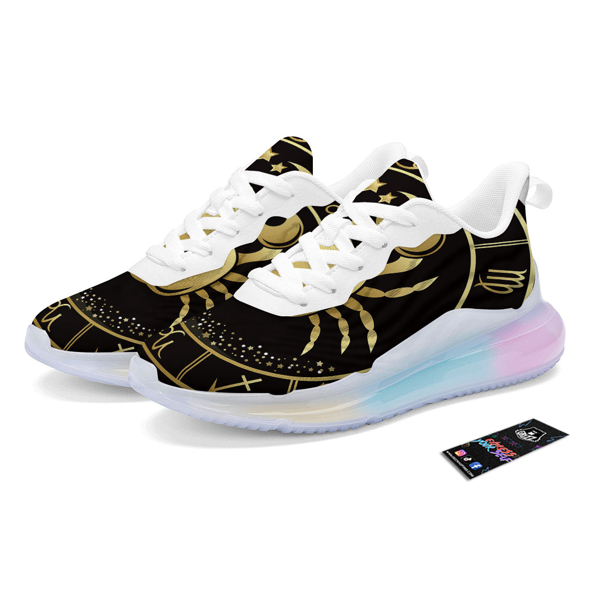 Cancer Sign Black And Gold Print Running Sneakers-grizzshop