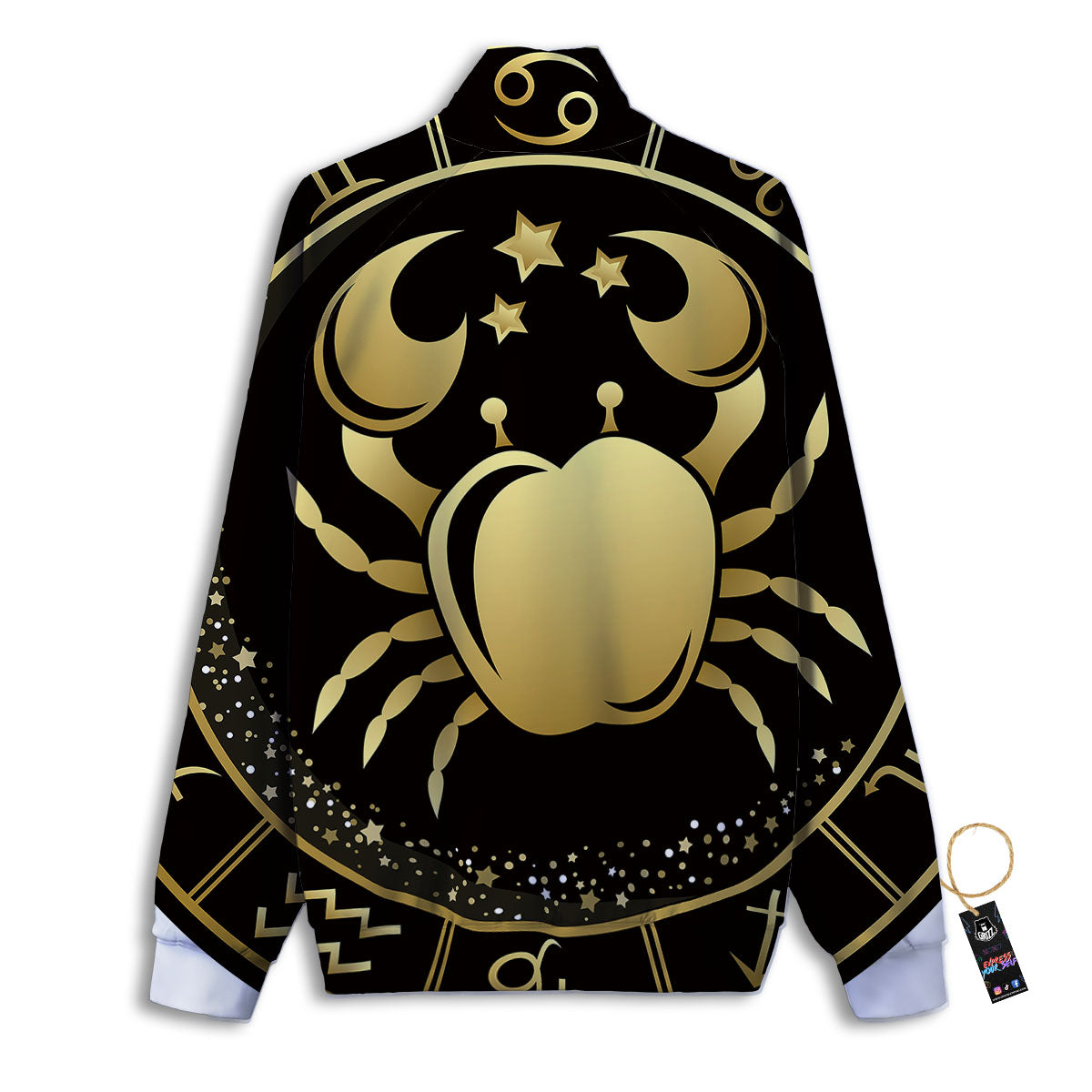 Cancer Sign Black And Gold Print Track Jacket-grizzshop