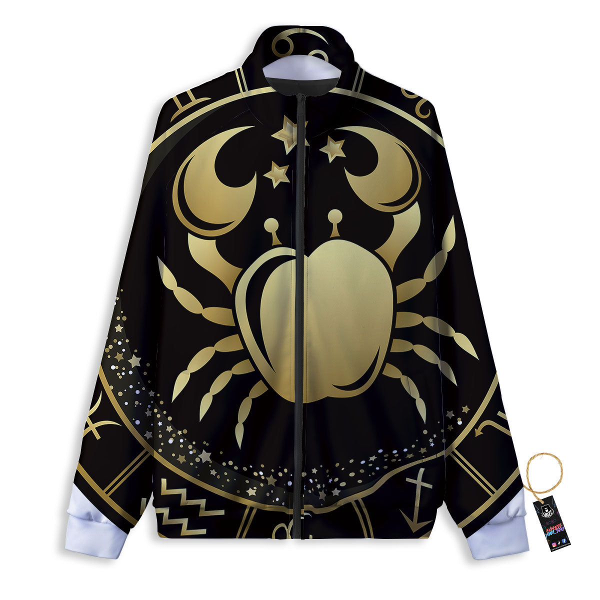 Cancer Sign Black And Gold Print Track Jacket-grizzshop