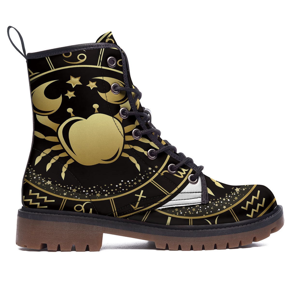 Cancer Sign Black And Gold Print Work Boots-grizzshop