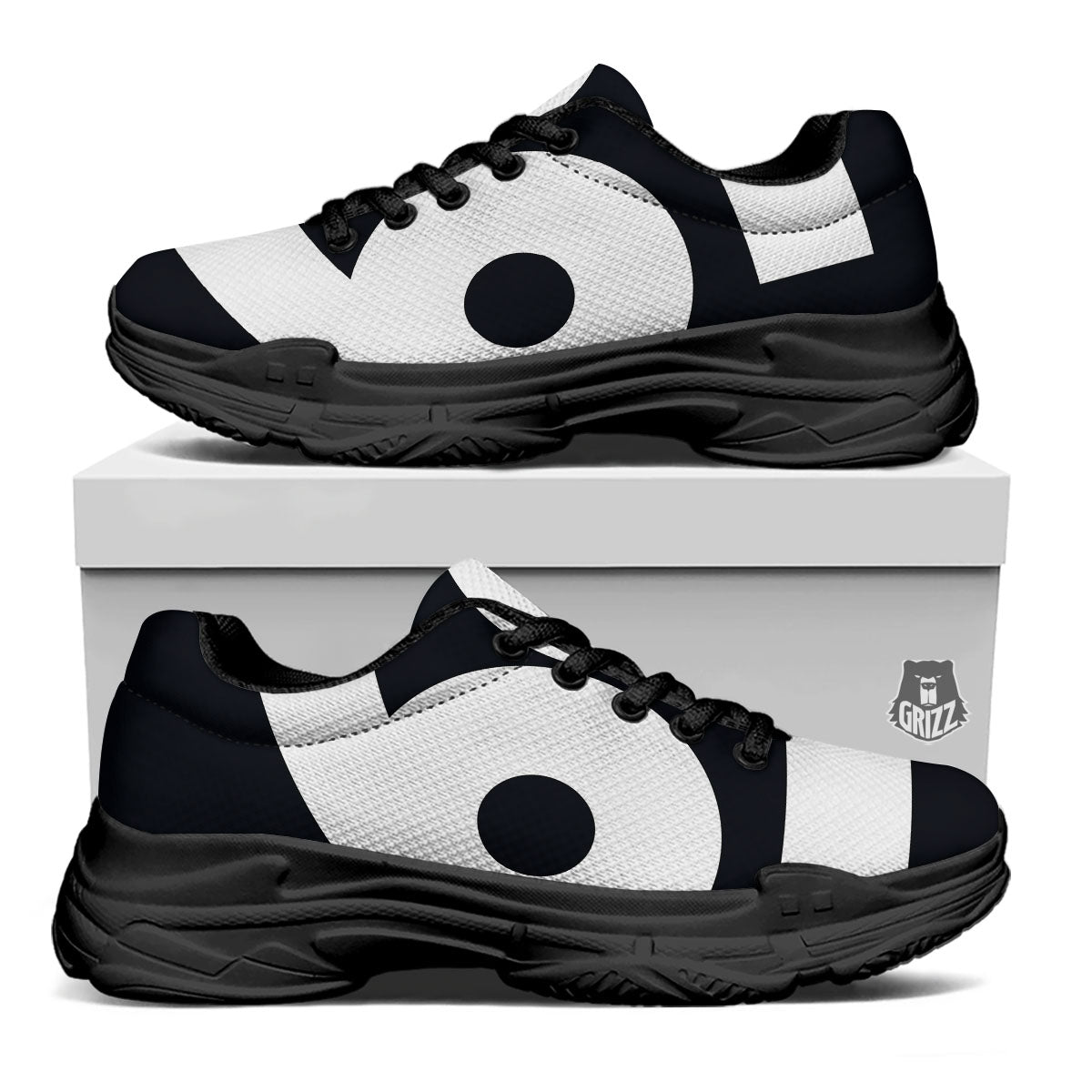 Cancer Sign White And Black Print Black Chunky Shoes-grizzshop