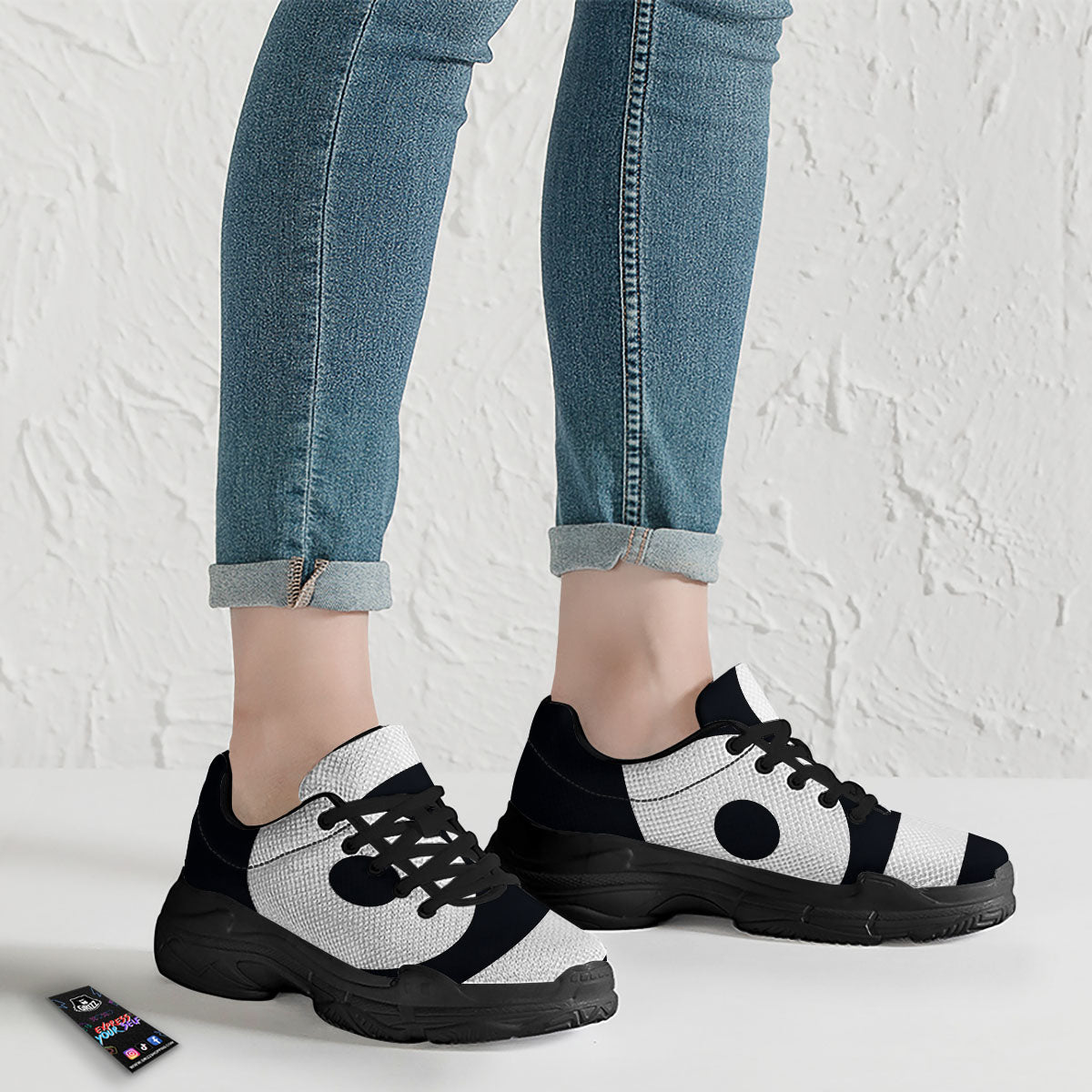 Cancer Sign White And Black Print Black Chunky Shoes-grizzshop