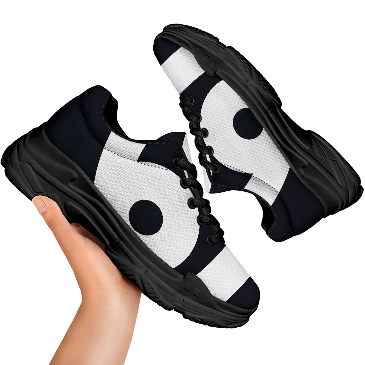 Cancer Sign White And Black Print Black Chunky Shoes-grizzshop