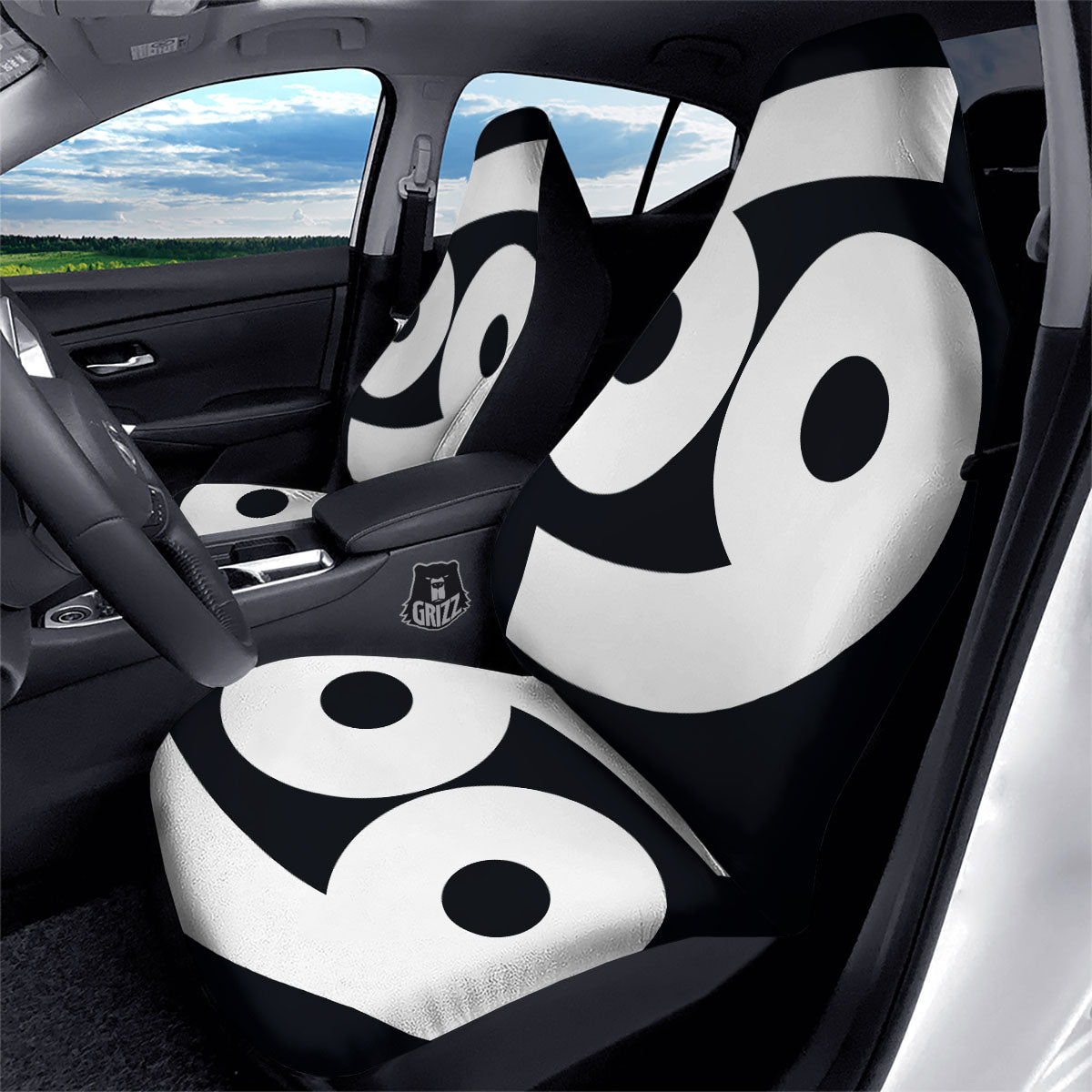 Cancer Sign White And Black Print Car Seat Covers-grizzshop