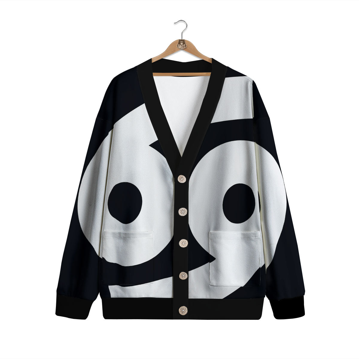 Cancer Sign White And Black Print Cardigan-grizzshop