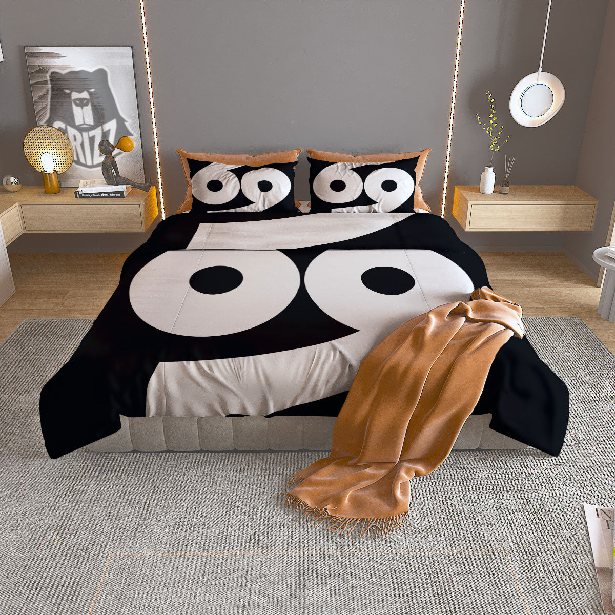 Cancer Sign White And Black Print Duvet Cover Bedding Set