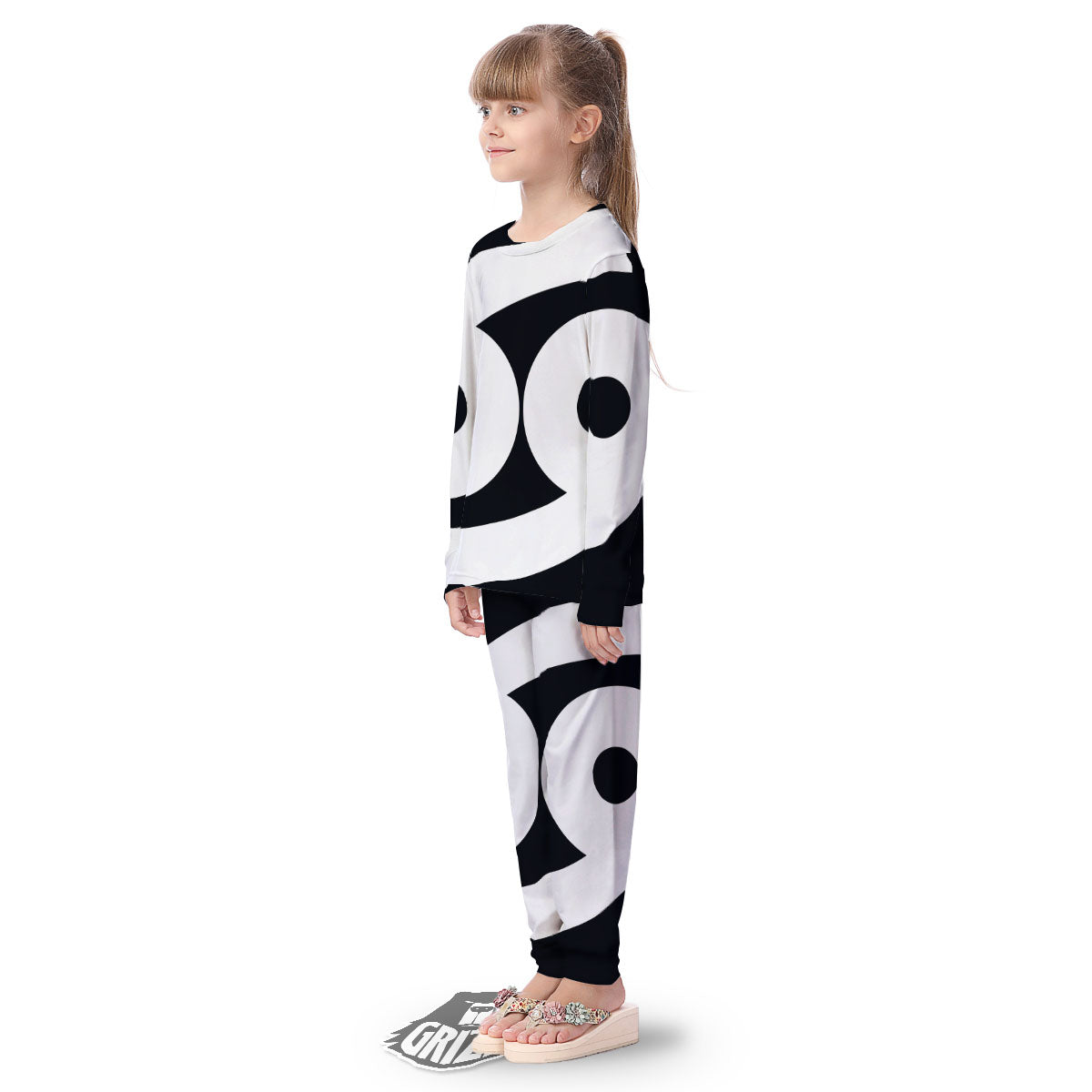 Cancer Sign White And Black Print Kid's Pajamas-grizzshop