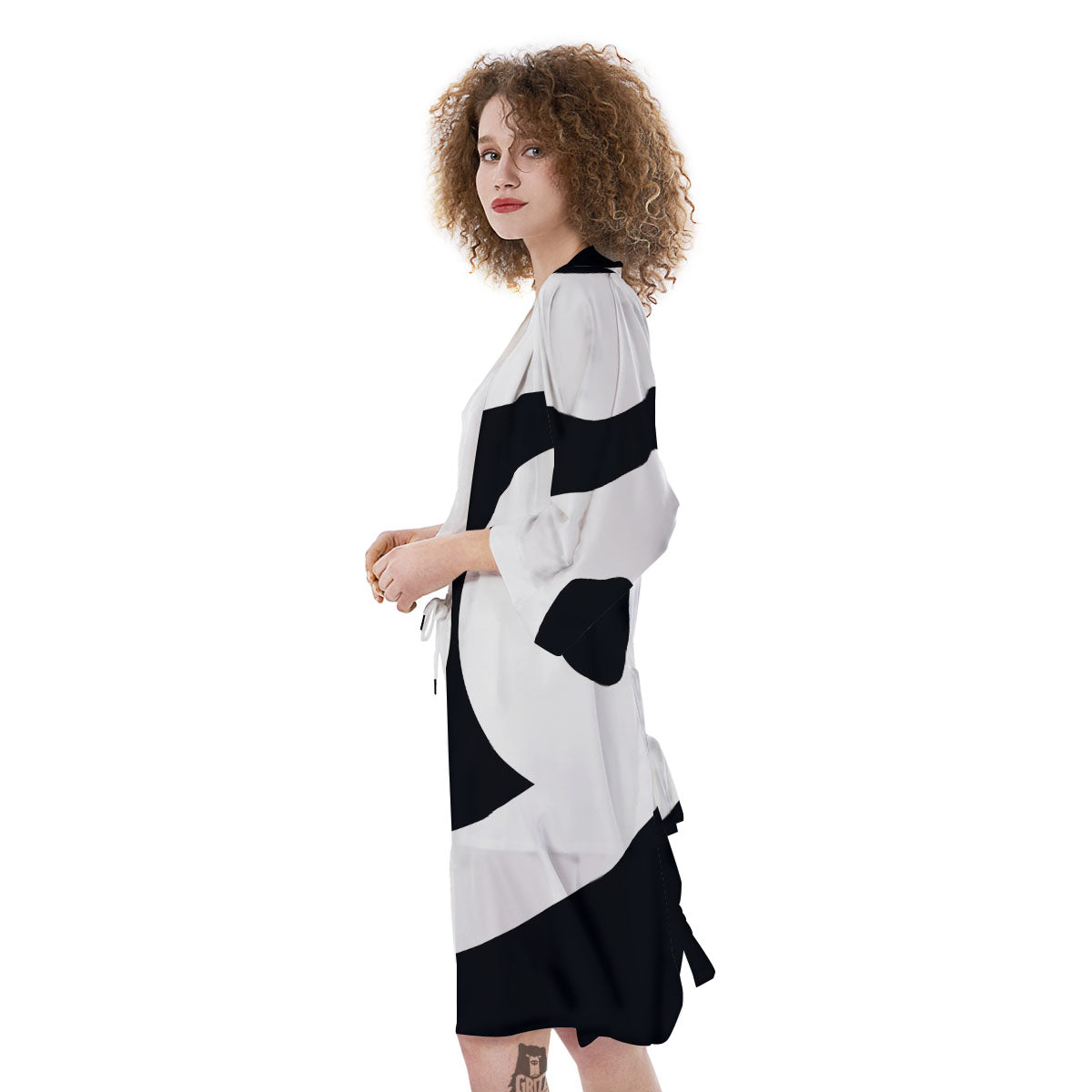 Cancer Sign White And Black Print Kimono-grizzshop