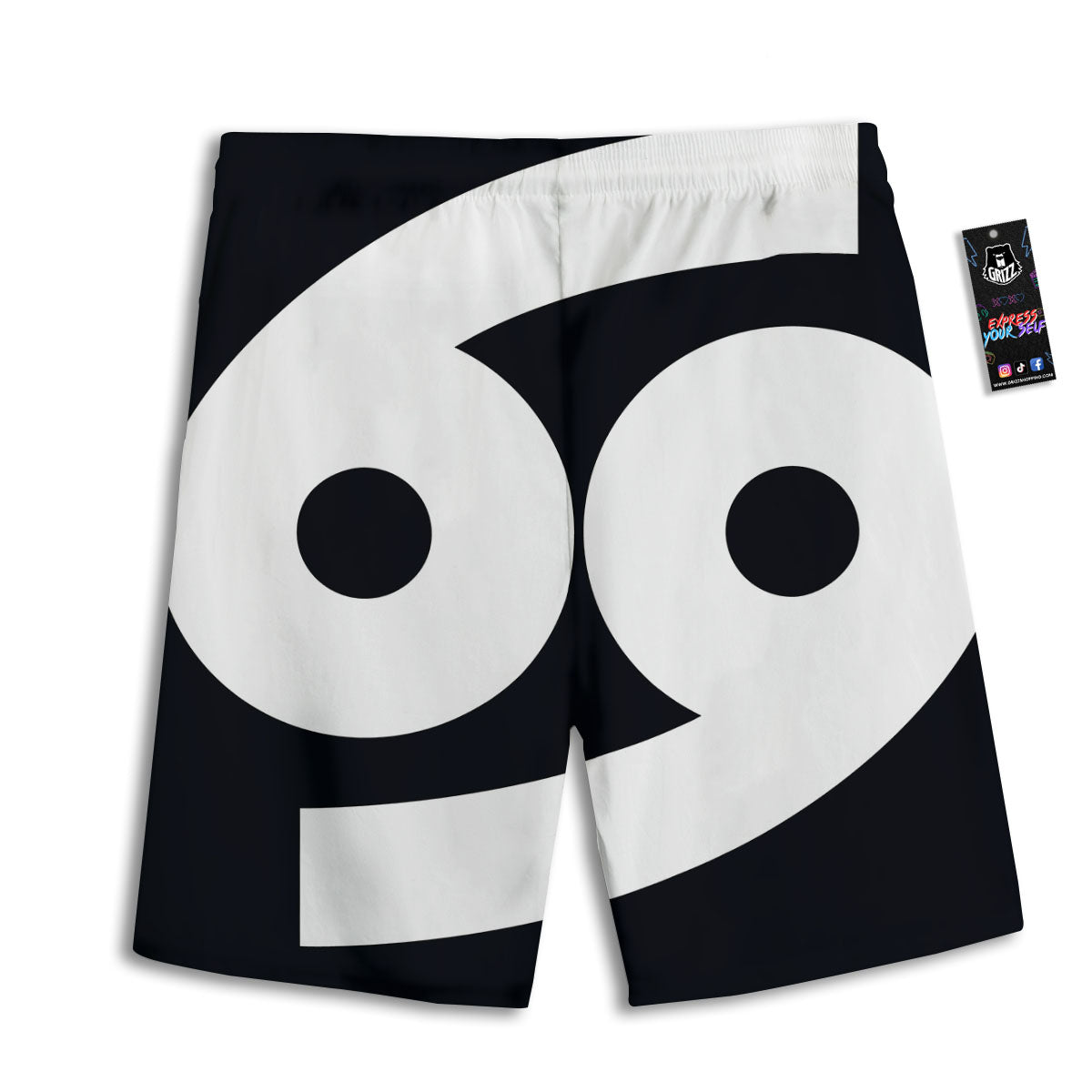 Cancer Sign White And Black Print Men's Athletic Shorts