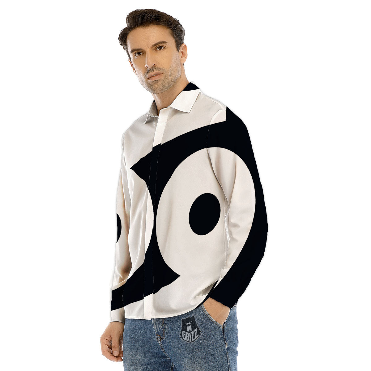 Cancer Sign White And Black Print Men's Dress Shirts-grizzshop