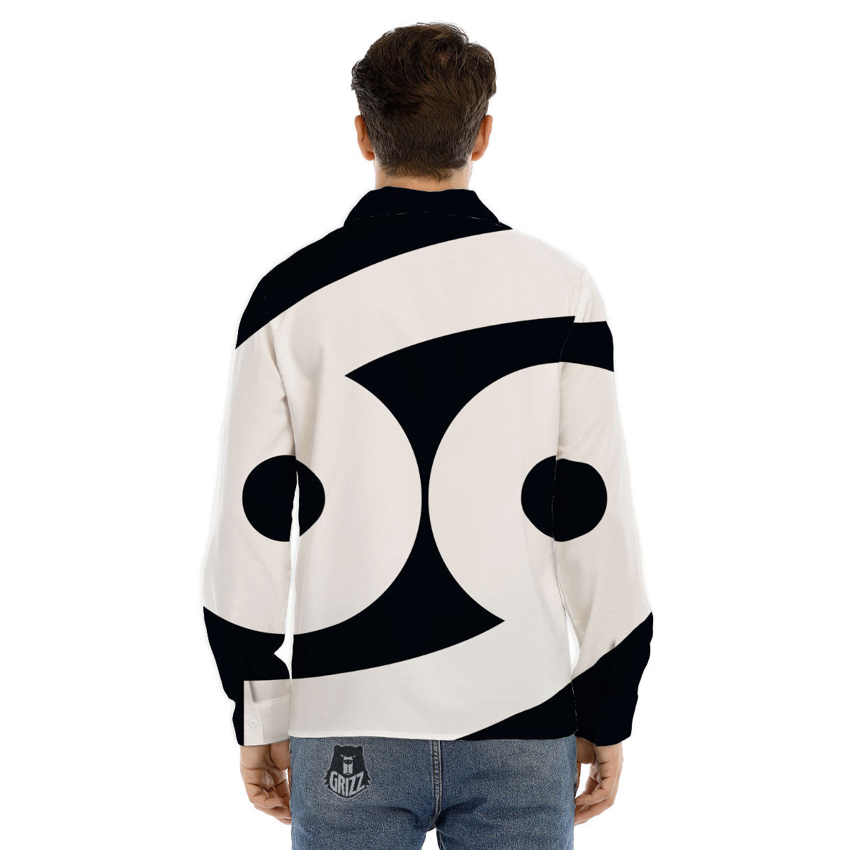 Cancer Sign White And Black Print Men's Dress Shirts-grizzshop