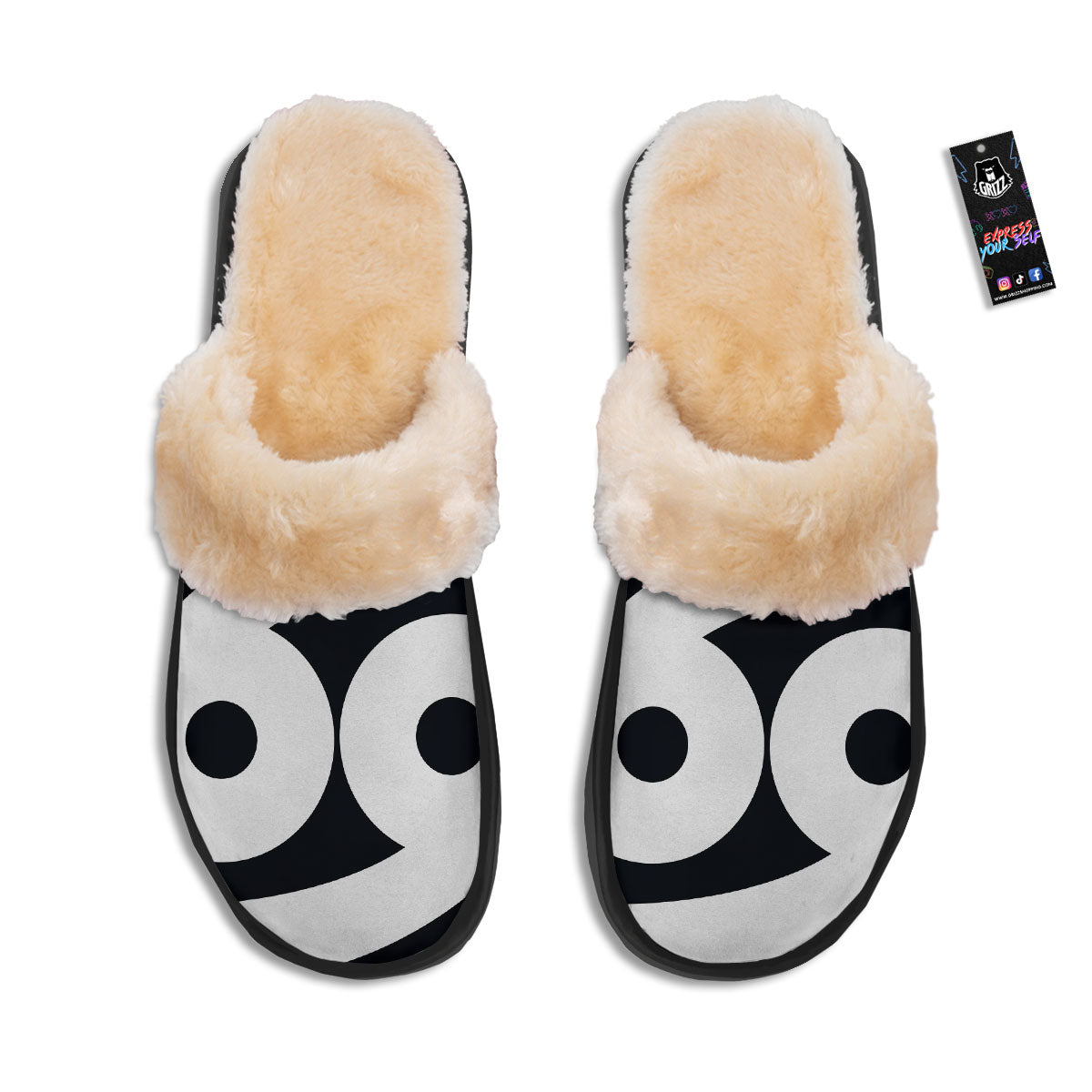 Cancer Sign White And Black Print Slippers-grizzshop