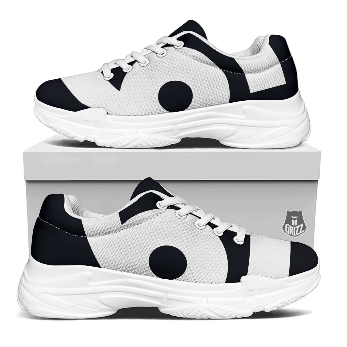 Cancer Sign White And Black Print White Chunky Shoes-grizzshop