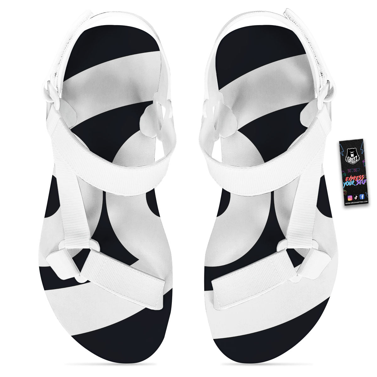 Cancer Sign White And Black Print White Open Toe Sandals-grizzshop