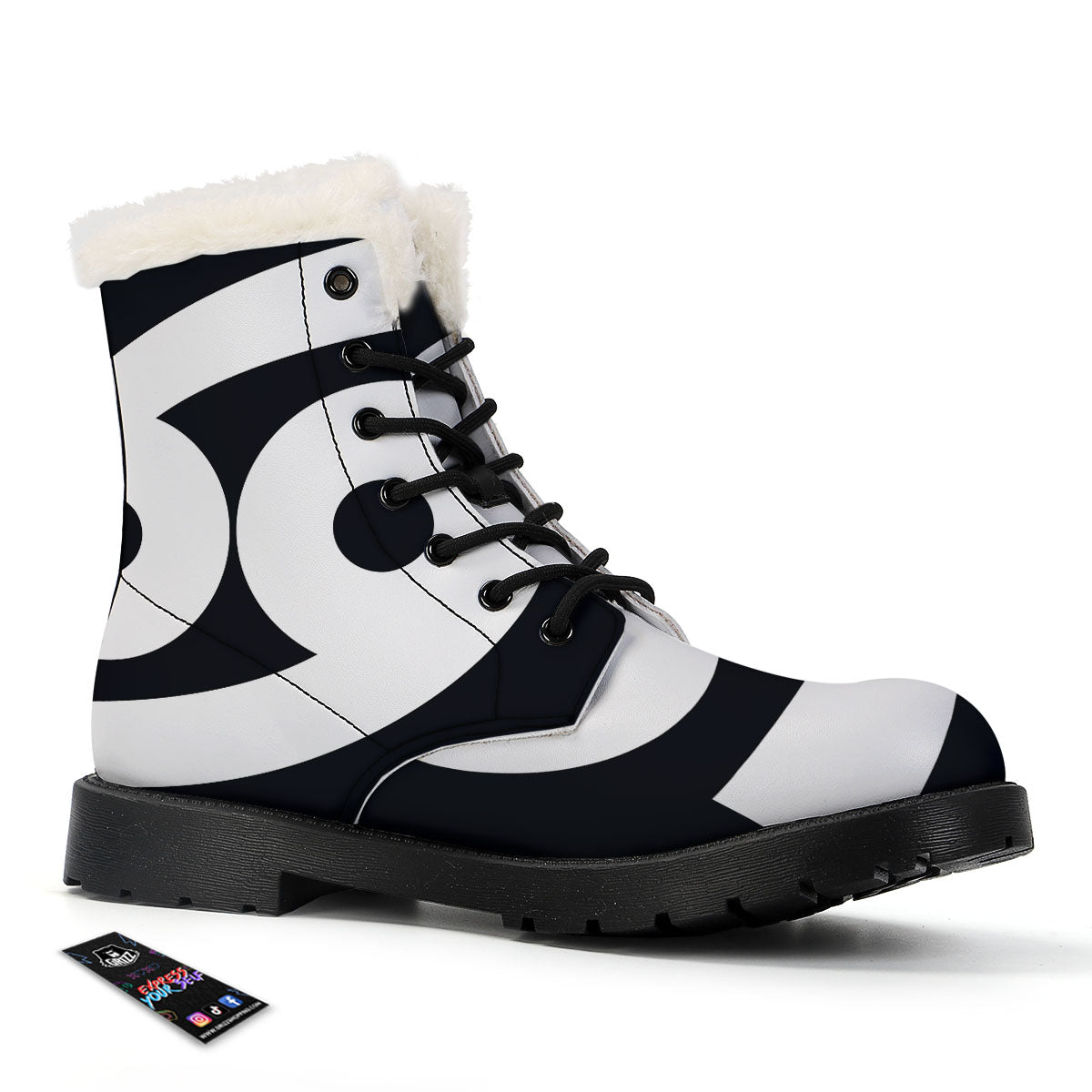 Cancer Sign White And Black Print Winter Boots-grizzshop