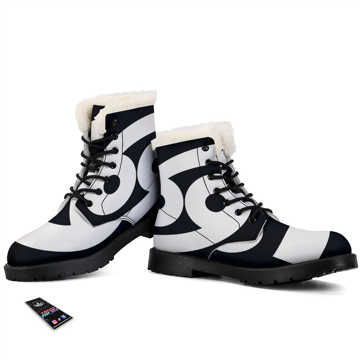Cancer Sign White And Black Print Winter Boots-grizzshop