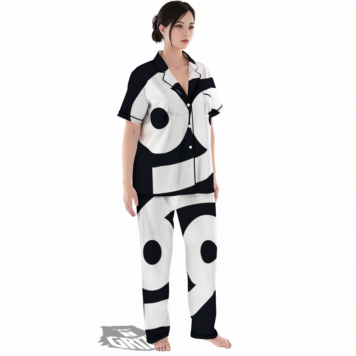 Cancer Sign White And Black Print Women's Pajamas Set-grizzshop