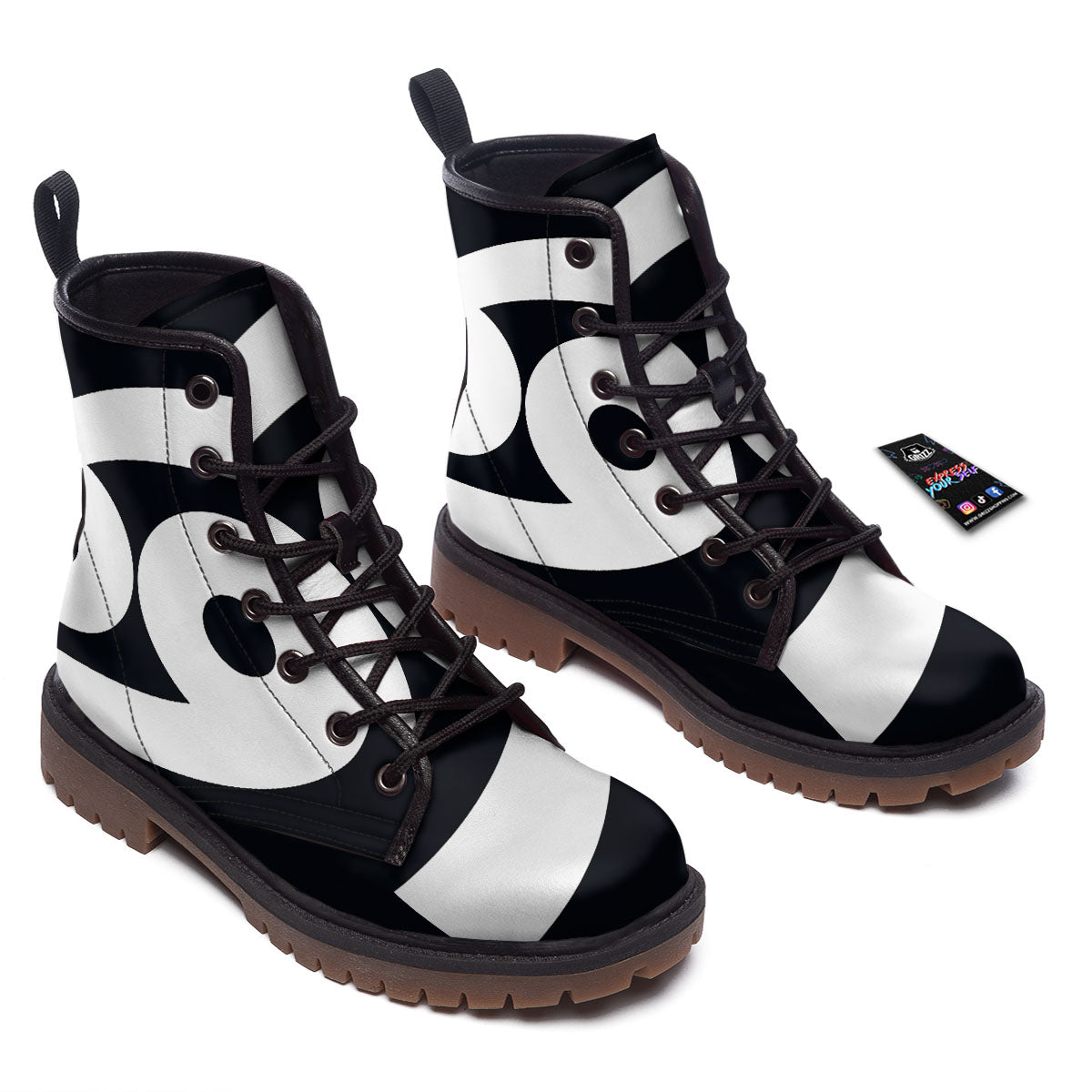 Cancer Sign White And Black Print Work Boots-grizzshop