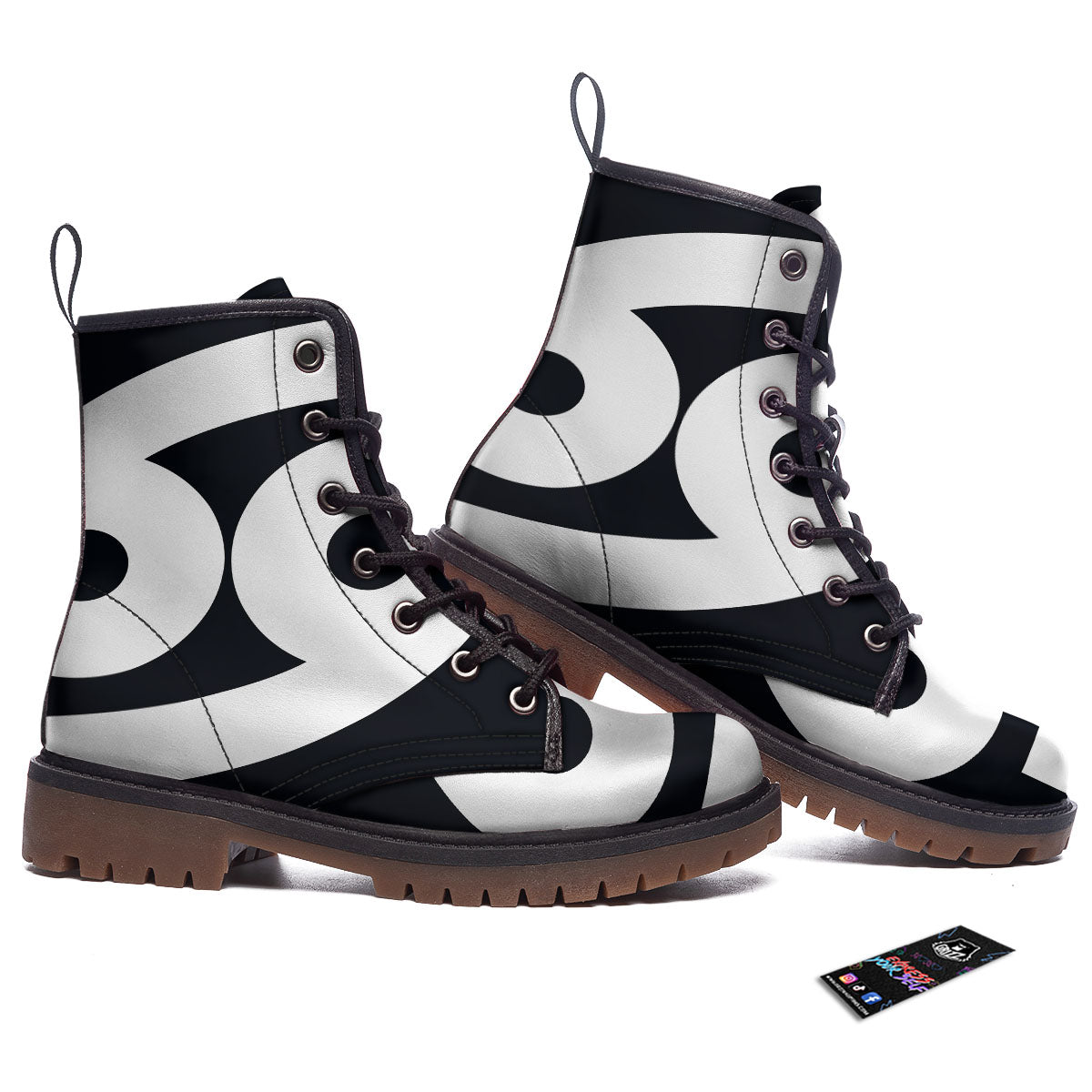 Cancer Sign White And Black Print Work Boots-grizzshop