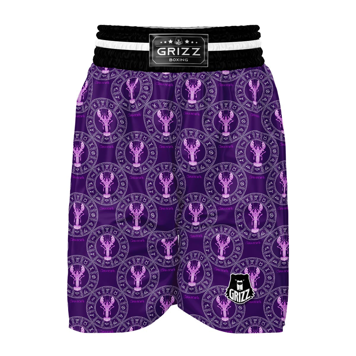 Cancer Zodiac Pattern Print Boxing Shorts-grizzshop