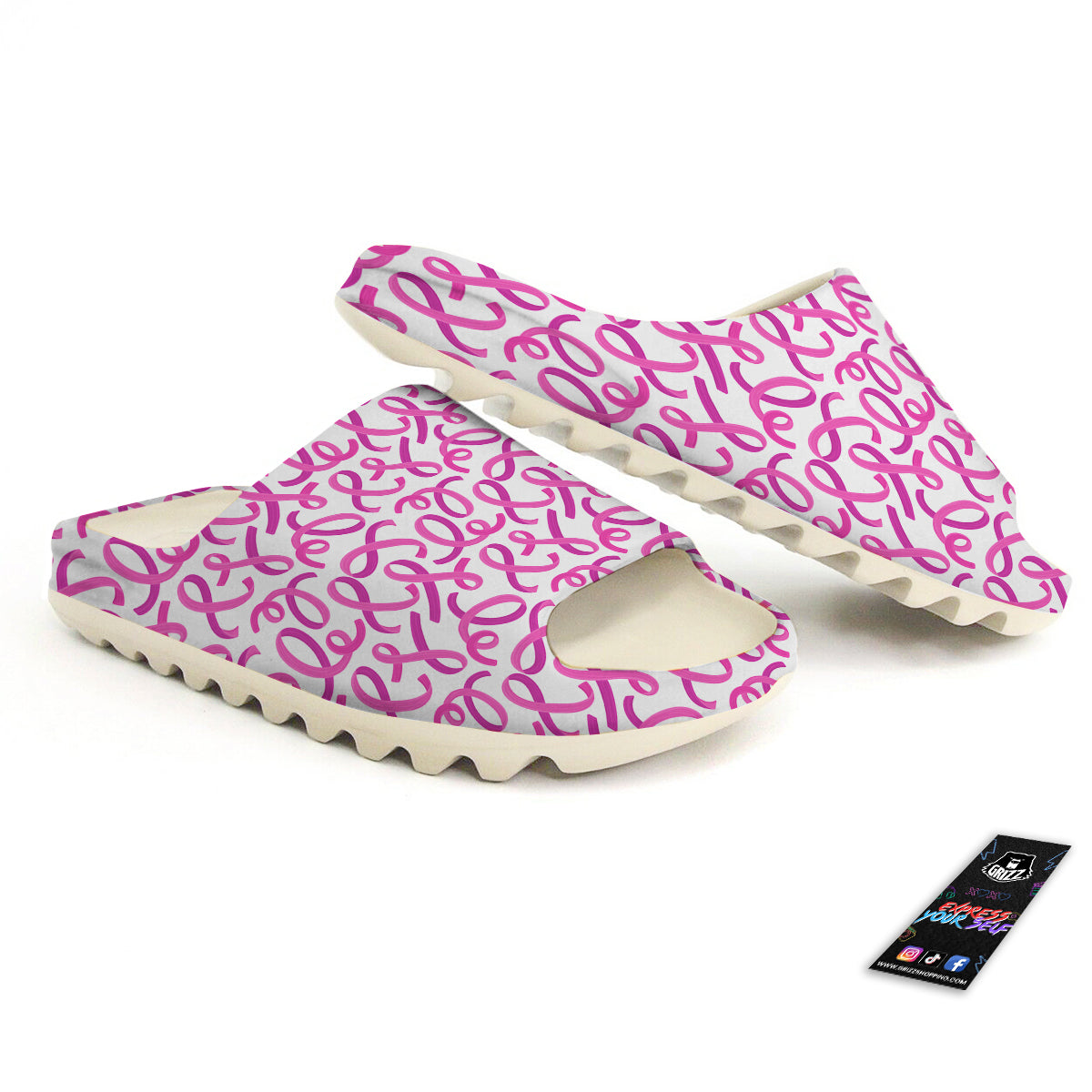 Cancer Awareness Print Pattern Sandals-grizzshop