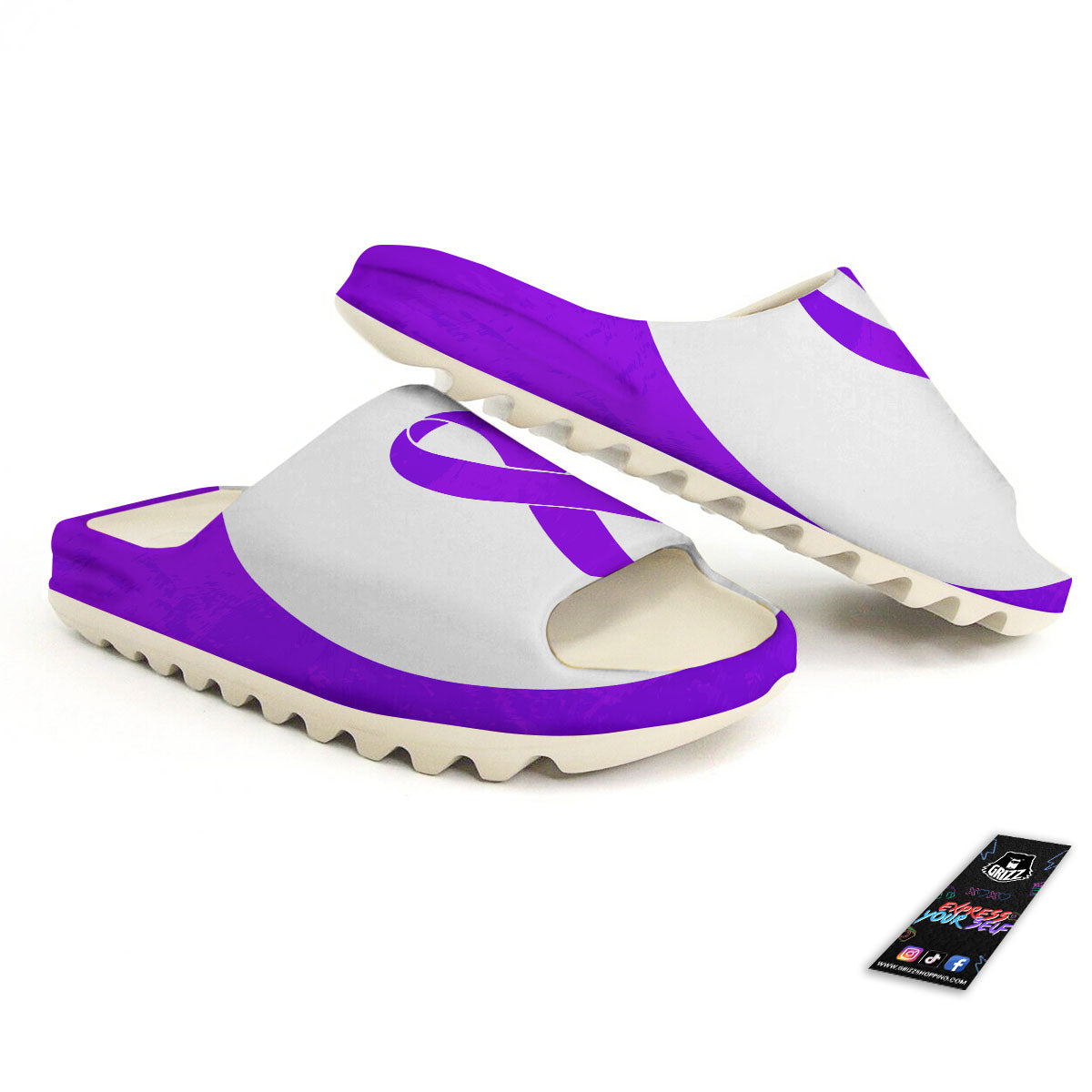 Cancer Awareness Ribbon Purple Print Sandals-grizzshop