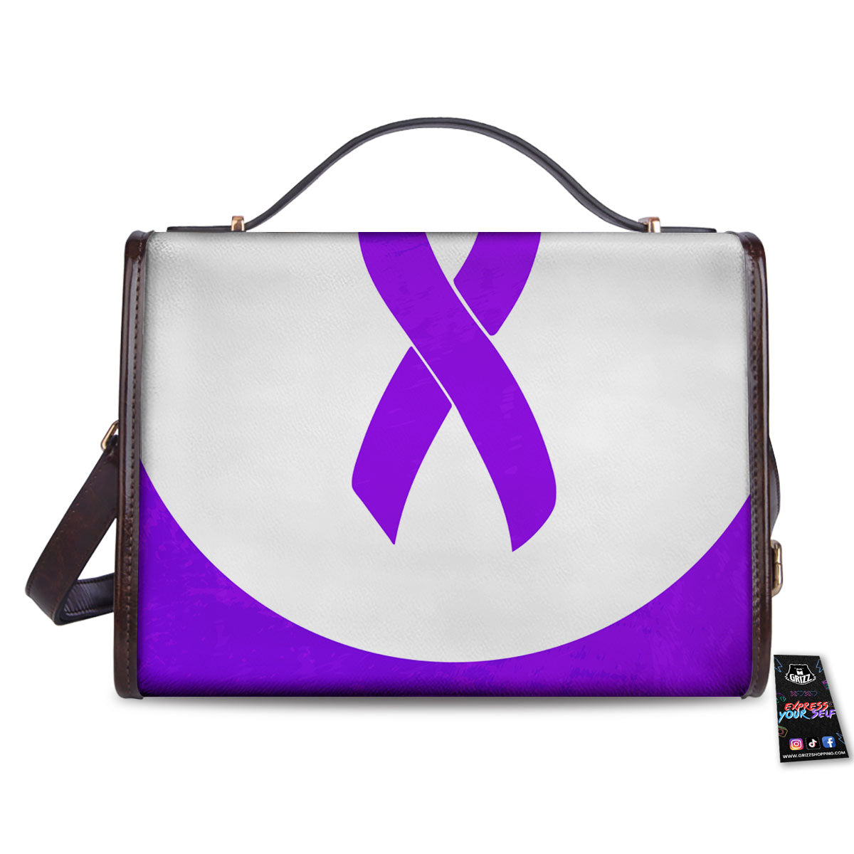 Cancer Awareness Ribbon Purple Print Women's Satchel Bag
