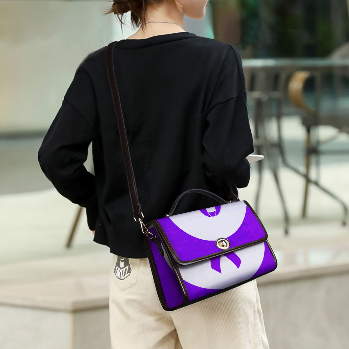 Cancer Awareness Ribbon Purple Print Women's Satchel Bag