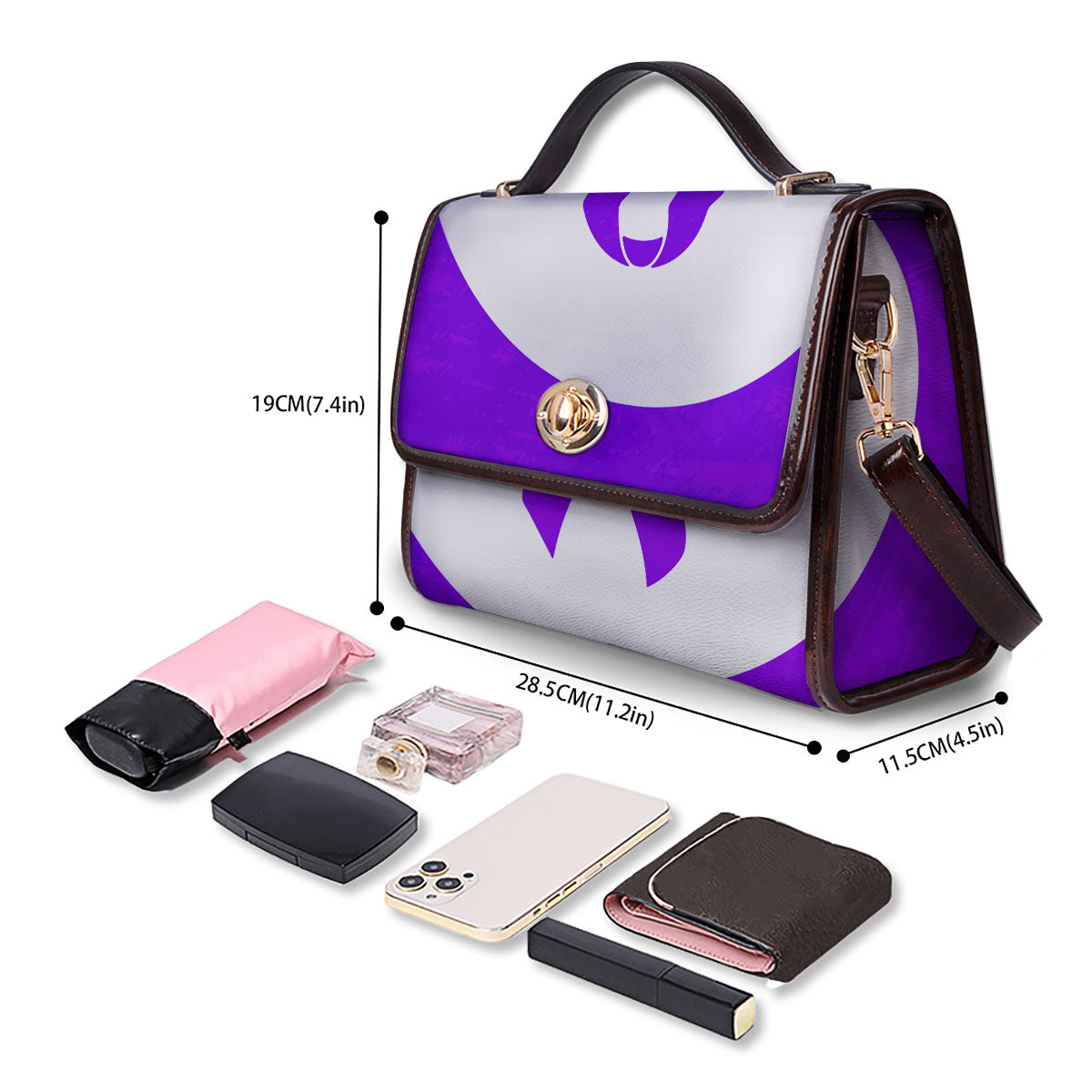 Cancer Awareness Ribbon Purple Print Women's Satchel Bag