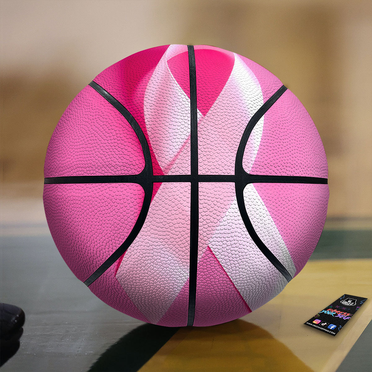 Cancer Breast Little Ribbon Print Basketball