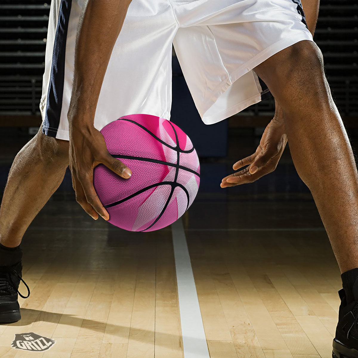Cancer Breast Little Ribbon Print Basketball