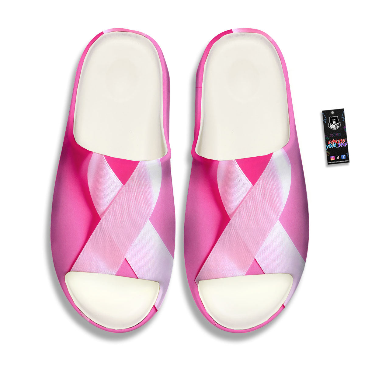 Cancer Breast Little Ribbon Print Sandals-grizzshop
