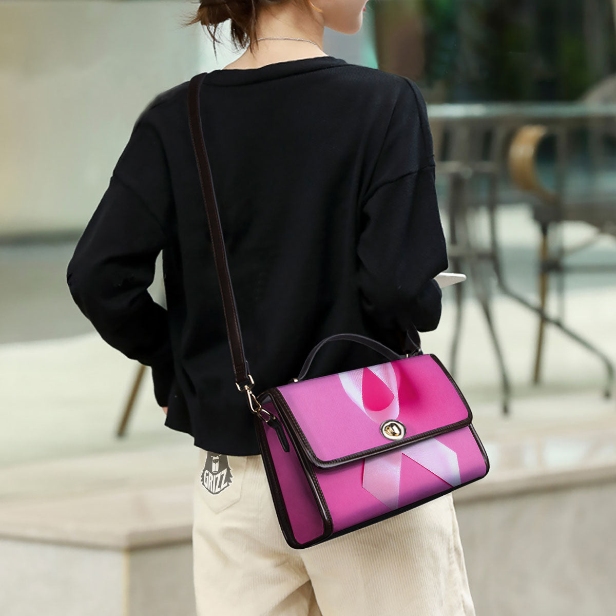 Cancer Breast Little Ribbon Print Women's Satchel Bag