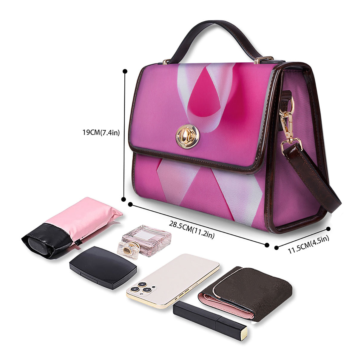 Cancer Breast Little Ribbon Print Women's Satchel Bag