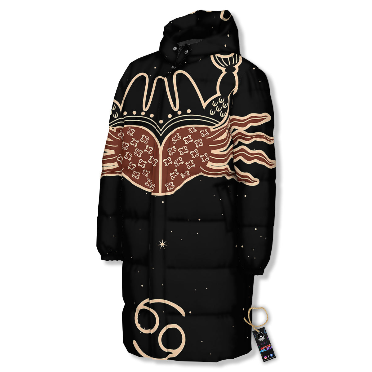 Cancer Constellation Print Long Down Jacket