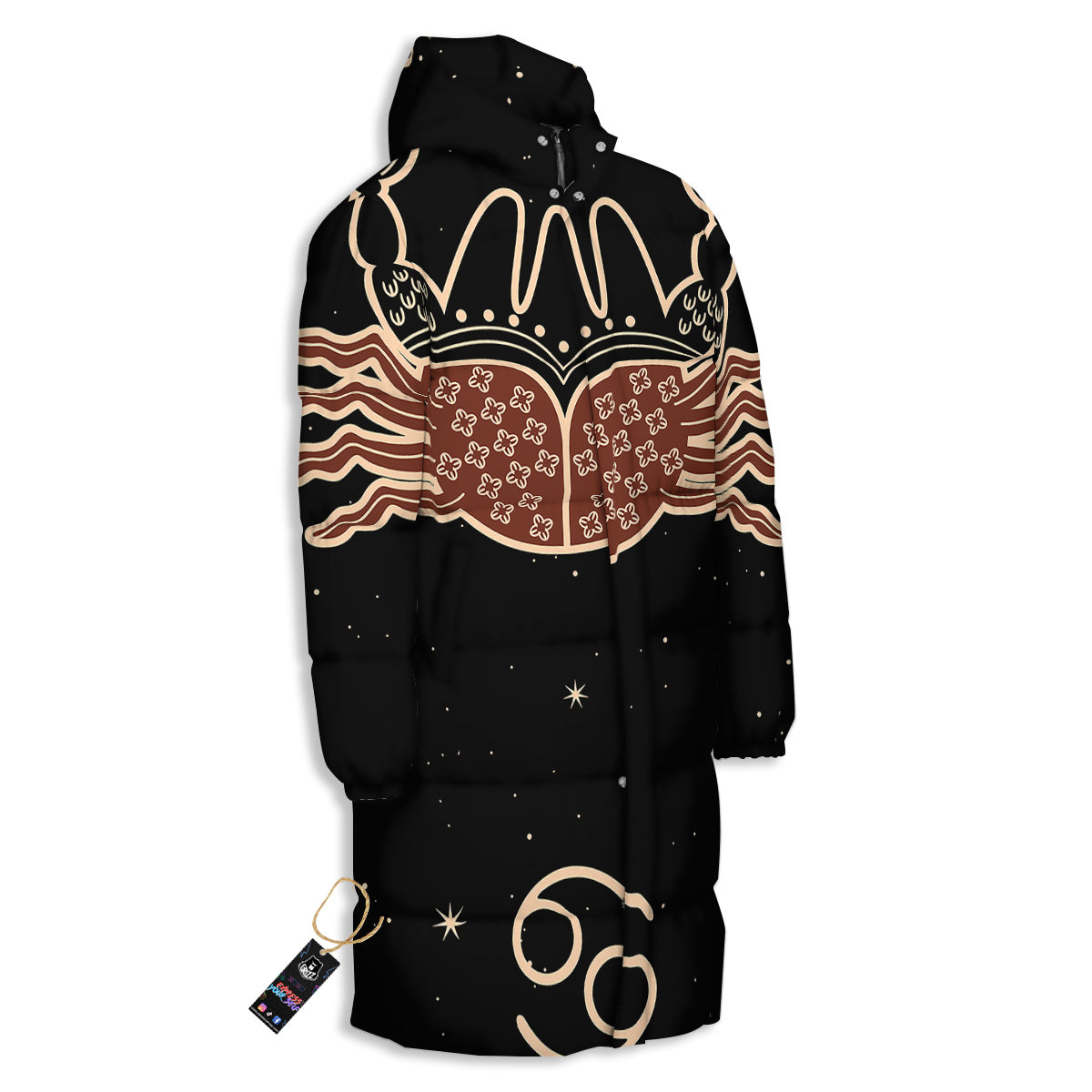 Cancer Constellation Print Long Down Jacket