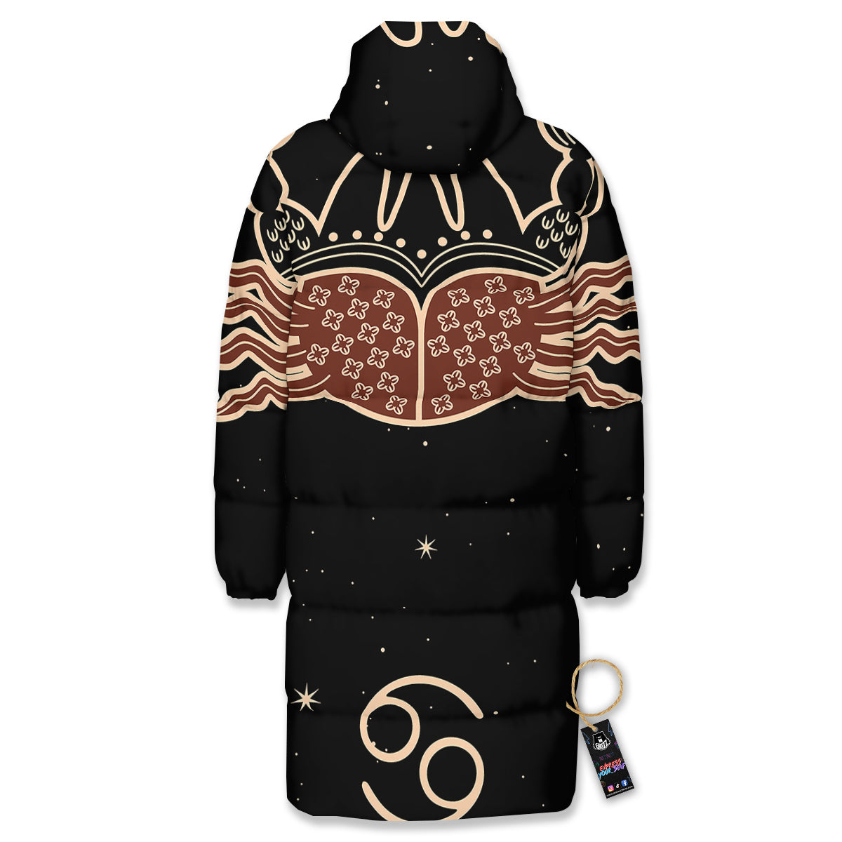 Cancer Constellation Print Long Down Jacket