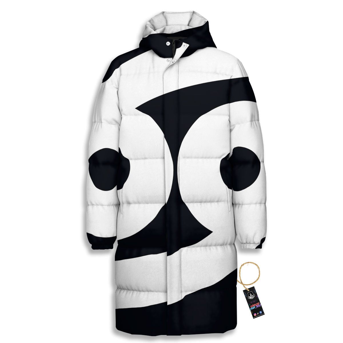 Cancer Sign White And Black Print Long Down Jacket