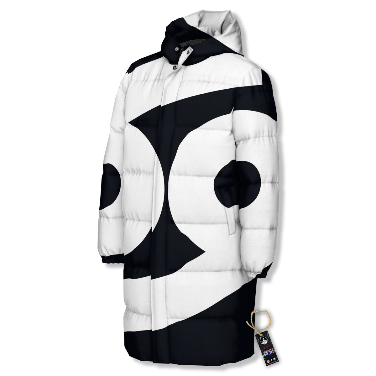 Cancer Sign White And Black Print Long Down Jacket