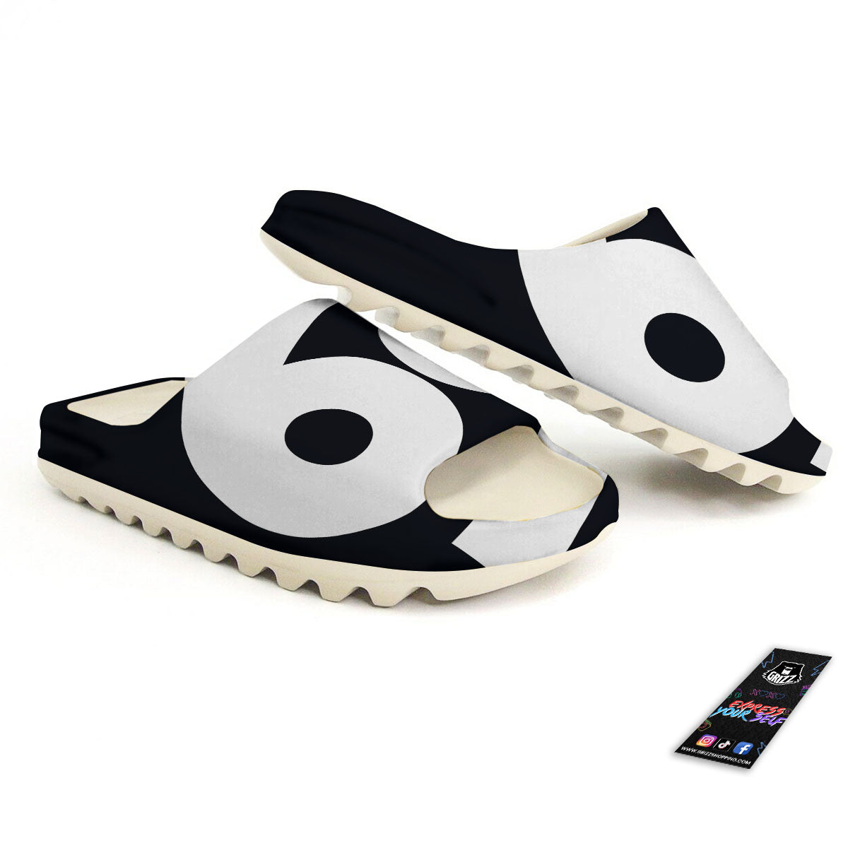 Cancer Sign White And Black Print Sandals-grizzshop
