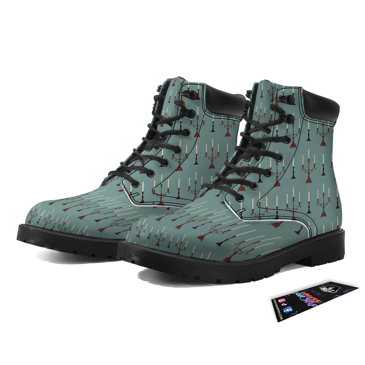Candle Vintage Print Pattern Boots-grizzshop