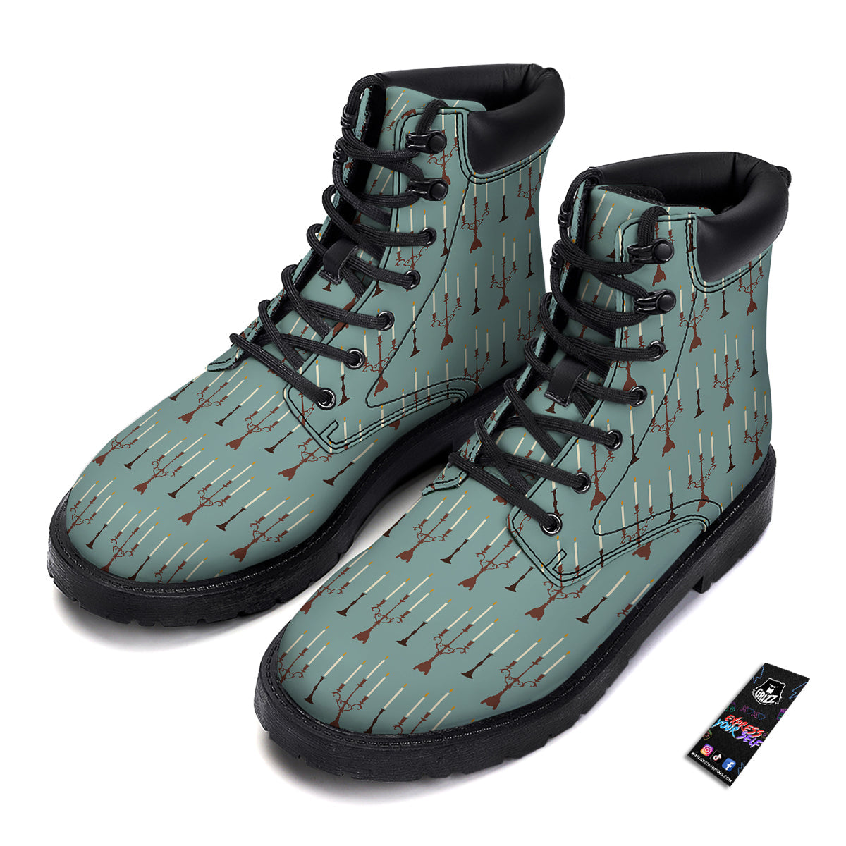 Candle Vintage Print Pattern Boots-grizzshop
