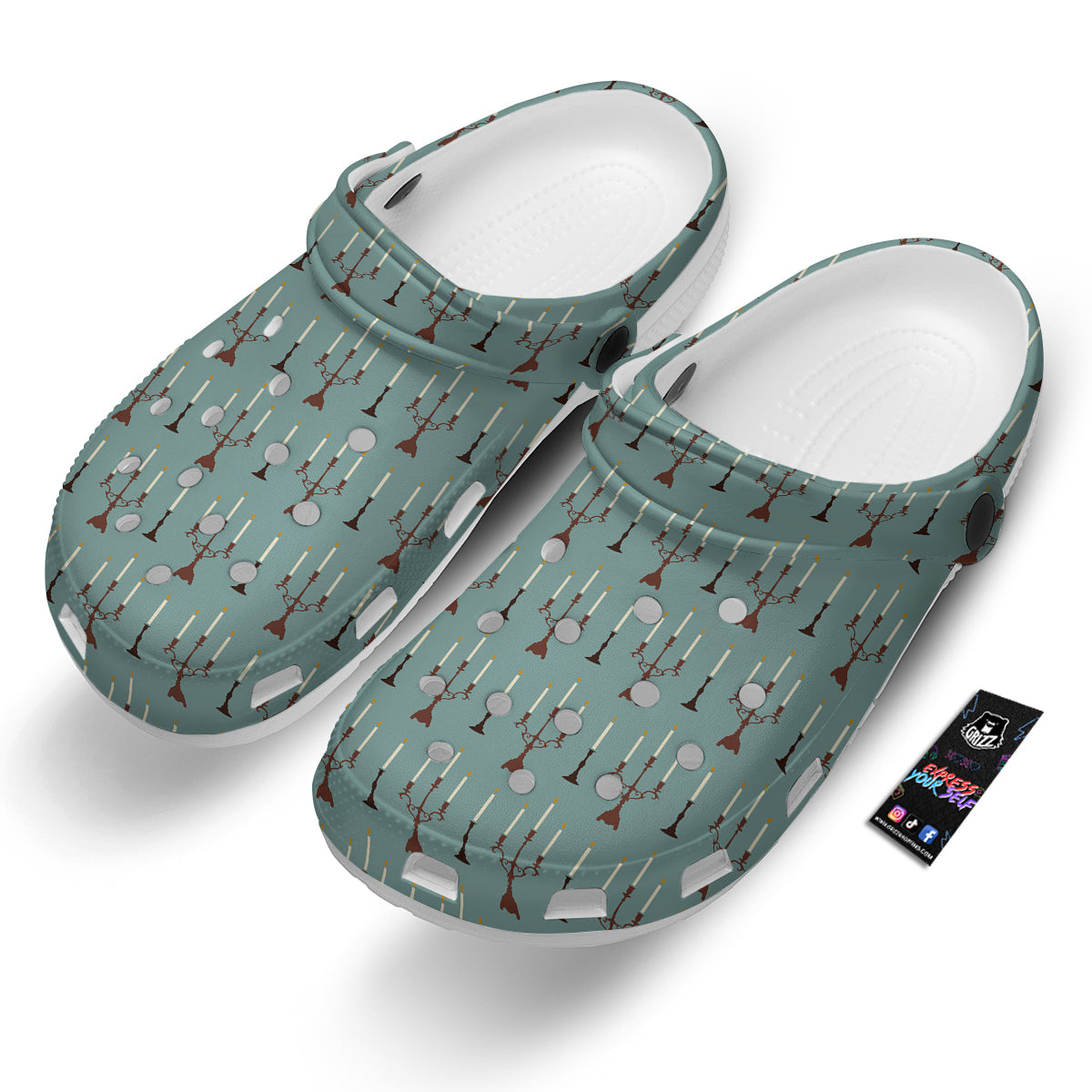 Candle Vintage Print Pattern Clog-grizzshop