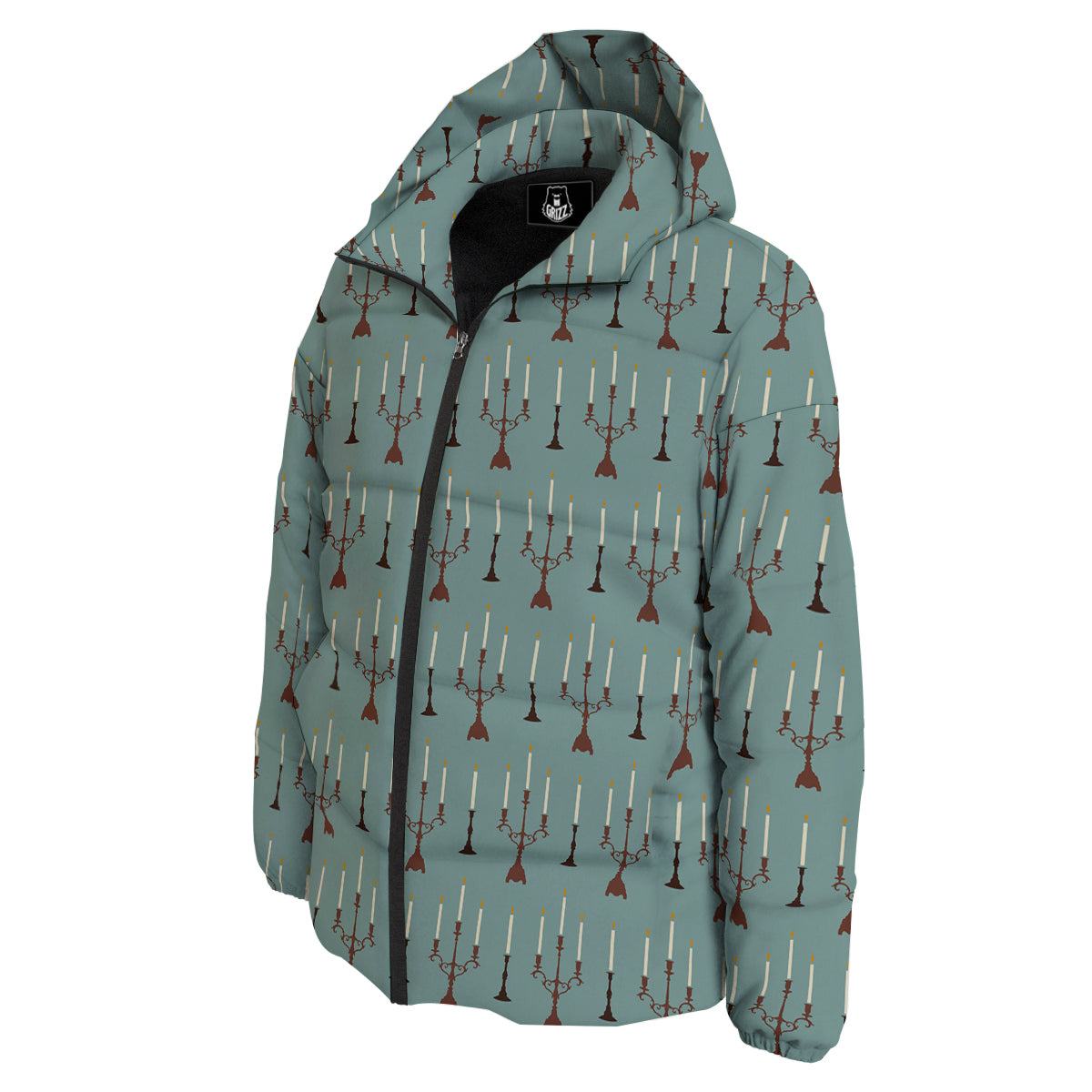 Candle Vintage Print Pattern Down Jacket-grizzshop