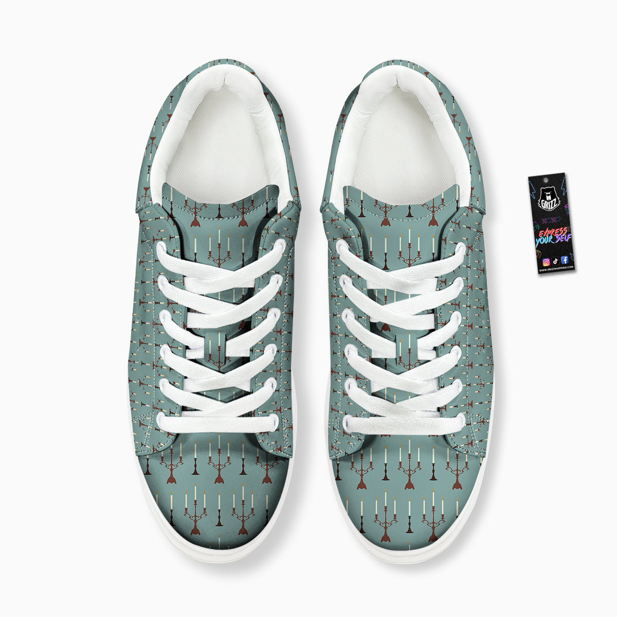 Candle Vintage Print Pattern Platform Shoes-grizzshop